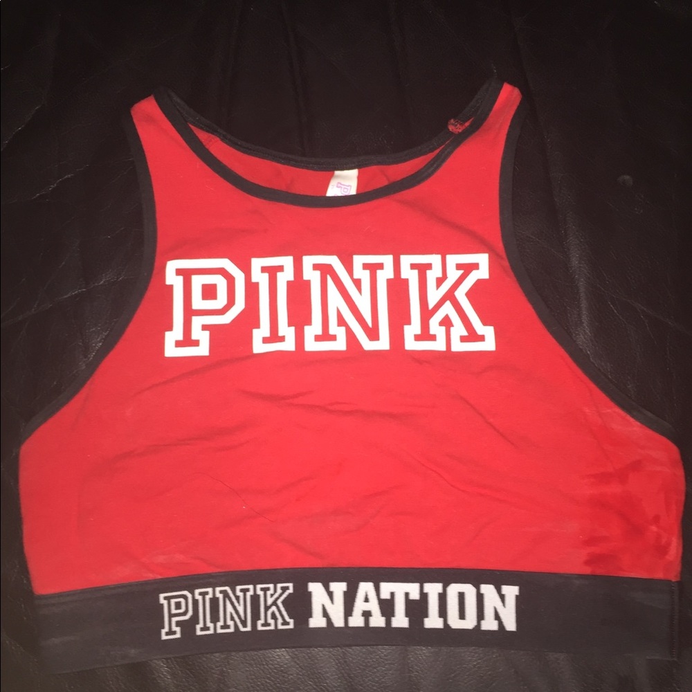 Red pink nation sports bra